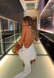 Sexy one-shoulder sequined dress backless mini skirt party/nightclub gown