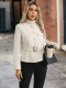 Women's wool coat with belt fitted waist and stand-up collar jacket