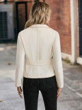 Women's wool coat with belt fitted waist and stand-up collar jacket
