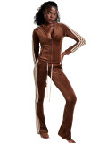 Women Stripes Top and Pant Two-Piece Tracksuit