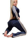 Women Stripes Top and Pant Two-Piece Tracksuit