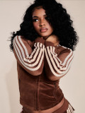 Women Stripes Top and Pant Two-Piece Tracksuit