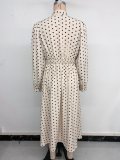Retro-style gentle midi-length polka dot dress