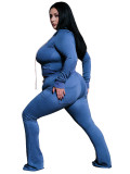 Women Solid Color Hooded Top Pants Two Piece Tracksuit