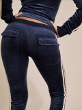 Women Stripes Top and Pant Two-Piece Tracksuit