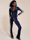 Women Stripes Top and Pant Two-Piece Tracksuit