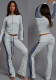 Women Stripes Top and Pant Two-Piece Tracksuit