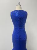 Women's sleeveless round neck luxury sparkly party mermaid dress