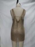 Sequined and sparkly nightclub party sexy backless V-neck women's dress