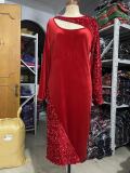 Sequined and velvet plus-size women's dress