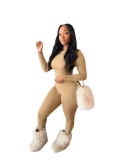 Women Solid Color Basics Top and Pant Two-Piece Set