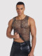 Men's See-Through Vest Rhinestone Fishnet Top Nightclub Party Outfit