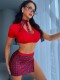 Red plaid slim-fit costume lingerie set
