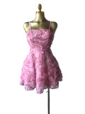 Sweet Rose Floral Bubble Mini Dress