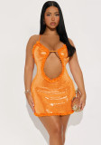 Women Strap Sequin Hollow-Out Sexy Party Dress