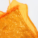 Women Strap Sequin Hollow-Out Sexy Party Dress