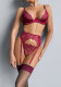 Sexy embroidered lace bra burgundy lingerie with stockings