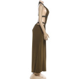 Women's Sexy Cut-Out Open Back Long Evening Dress