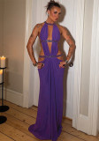 Women's Sexy Cut-Out Open Back Long Evening Dress