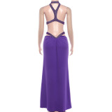 Women's Sexy Cut-Out Open Back Long Evening Dress