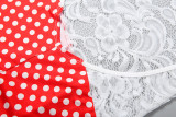 Women Sexy Lace Upper Polka Dot Backless Jumpsuit
