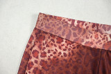 Women Leopard Print Top and Pant Two-Piece Set