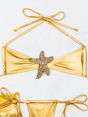 Starfish-decorated low-cut three-piece tight-fitting high-end swimsuit