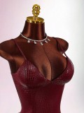 Women Sexy Strap Bodycon Mini Dress Snake Skin Leather Dress