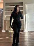 Autumn and winter women's sports casual sexy tight long sleeve micro flared two-piece tracksuit