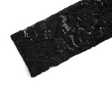 Women Lace Black Two-Piece Pants Set