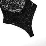 Women Lace Black Two-Piece Pants Set
