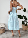 2026 Summer Resort Style Striped Sundress Square Neck French Sleeveless Dress