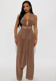 Women Tie-Waist Halter Neck Sleeveless Top and Pants Two-Piece Set