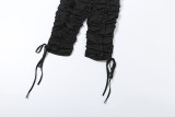 Women's Slim Fit Frill Vest Top Capri Pants Two-Piece Set