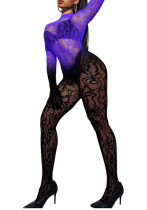 Sexy long-sleeved jumpsuit sexy open-crotch stockings nightclub stage performance costume