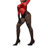 Sexy long-sleeved bodystocking sexy open-crotch stockings nightclub stage performance costume