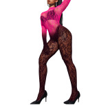 Sexy long-sleeved bodystocking sexy open-crotch stockings nightclub stage performance costume