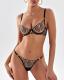 Women's ultra-thin embroidered mesh see-through lingerie bra set