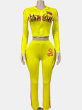Women Letter Print Long-Sleeved Sweatshirt and Pants Two-Piece Tracksuit