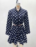 Women Blue Polka Dot Shirt and Shorts Two-Piece Set