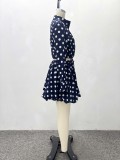 Women Blue Polka Dot Shirt and Shorts Two-Piece Set