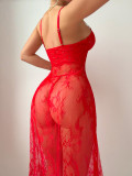 Sexy lingerie lace long nightgown panty set