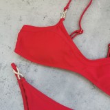 Solid color low-waisted bikini sexy two-piece swimsuit for women