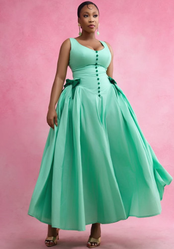 Women Green Sleeveless Long Maxi Dress