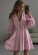 Pink plaid long-sleeved peter pan collar A-line dress