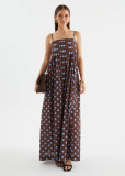 Sweet polka dot print pleated halter long dress