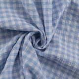 Pink plaid long-sleeved peter pan collar A-line dress