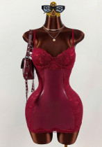 Women's Sexy Lace Patchwork Strap Bodycon Dress