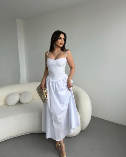 Women's romantic sexy solid color slim dress