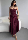 Women's romantic sexy solid color slim dress